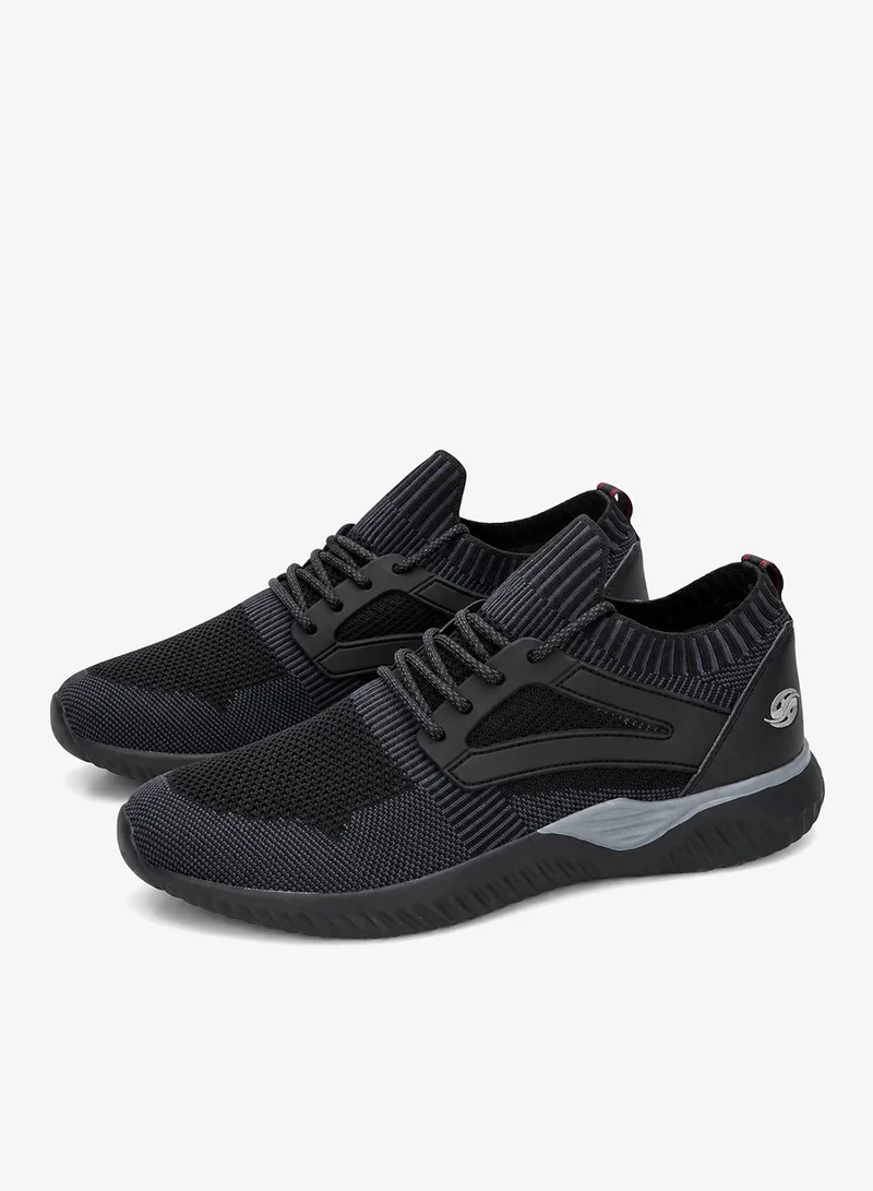 دوكرز باي جيرلي Men's Lightweight Breathable Knit Low-Top Sneakers - Black