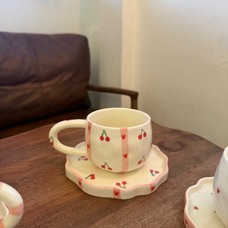 French Ins Retro Christmas Style Hand-Painted Ceramic Coffee Cup And Saucer, High-Looking Afternoon Tea Dessert Saucer - Image 5