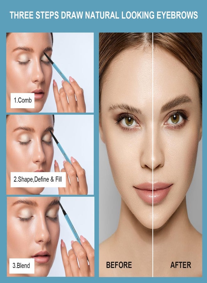 TurritopsisD Ultra-thin Brow Pencil (2-Pack Light Brown) Eyebrow Pencil Waterproof Smudge-proof Precise Fine-tip Ultra-slim Built-in Soft Spoolie Brush - Image 4