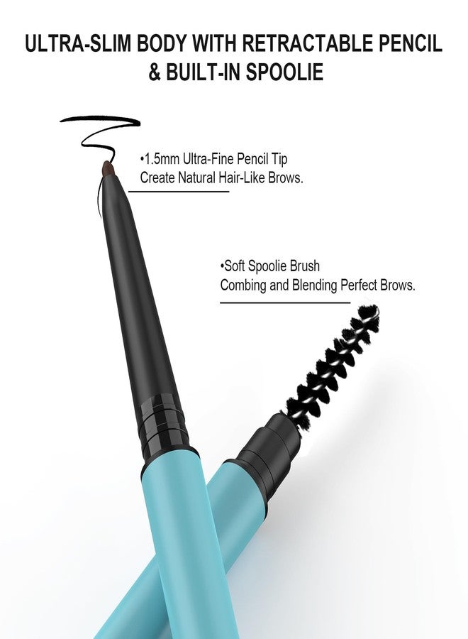 TurritopsisD Ultra-thin Brow Pencil (2-Pack Light Brown) Eyebrow Pencil Waterproof Smudge-proof Precise Fine-tip Ultra-slim Built-in Soft Spoolie Brush - Image 2