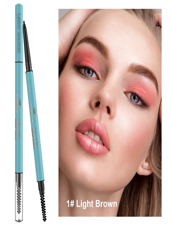 TurritopsisD Ultra-thin Brow Pencil (2-Pack Light Brown) Eyebrow Pencil Waterproof Smudge-proof Precise Fine-tip Ultra-slim Built-in Soft Spoolie Brush - Image 5