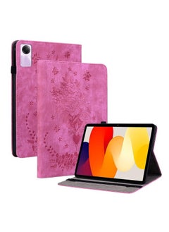 HuHa Case Cover For Xiaomi Redmi Pad SE 11 inch Butterfly Rose Embossed Leather Tablet Case Rose Red 