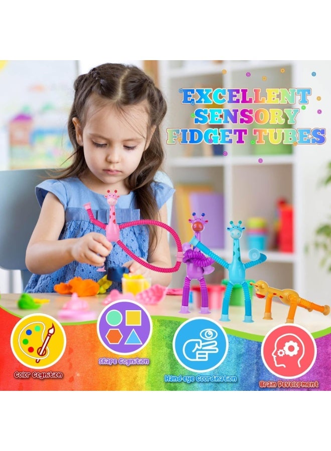 WAHA TOYS Pop Tubes Fidget Toy – Stretchy Giraffe Suction Sensory Toy for Toddlers, Educational & Anxiety Relief Toy, Fun Party Favors for Kids - Image 5