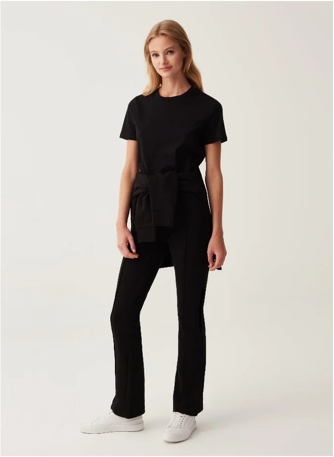 او في اس Ovs Cotton T-Shirt With Round Neck