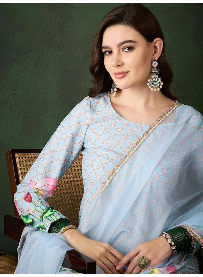 AKS Powder Blue Pichwayi print Kurta set