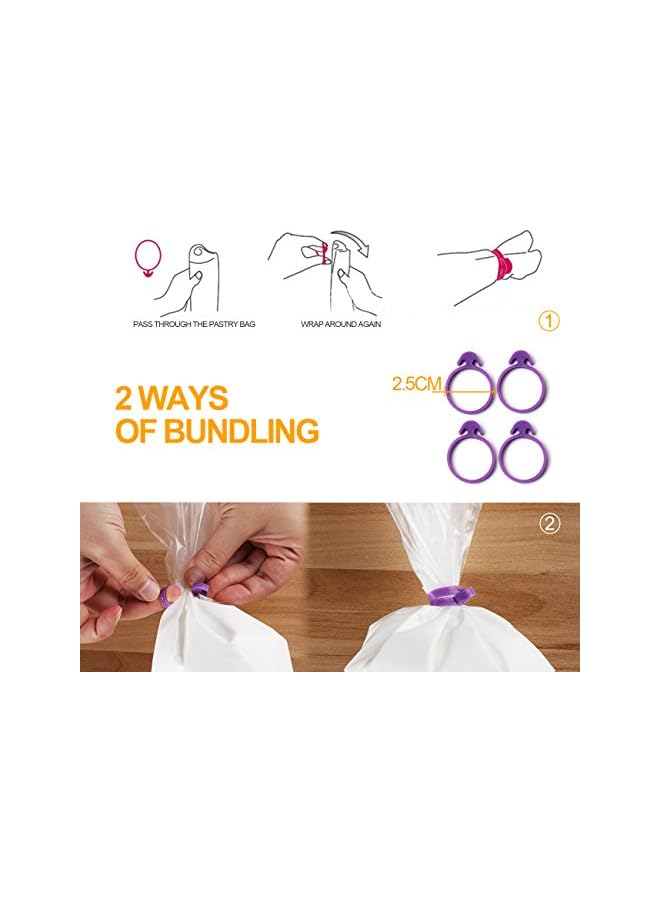 S-TOP 100 Pack Pastry Bags Thickened 18-inch Disposable Decorating Icing Piping Bags with 4 Icing Bag Ties - Image 3