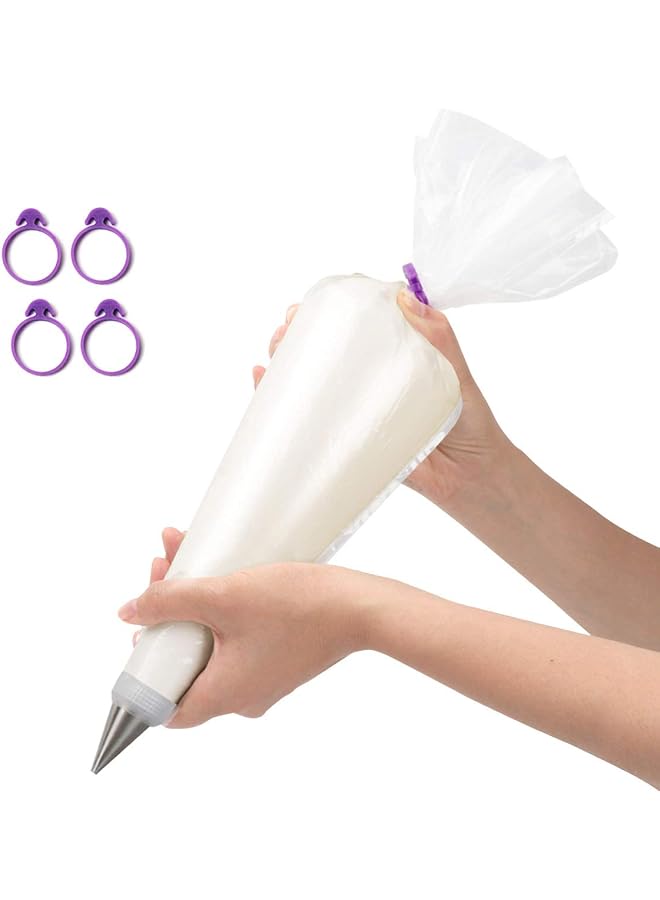 S-TOP 100 Pack Pastry Bags Thickened 18-inch Disposable Decorating Icing Piping Bags with 4 Icing Bag Ties - Image 1