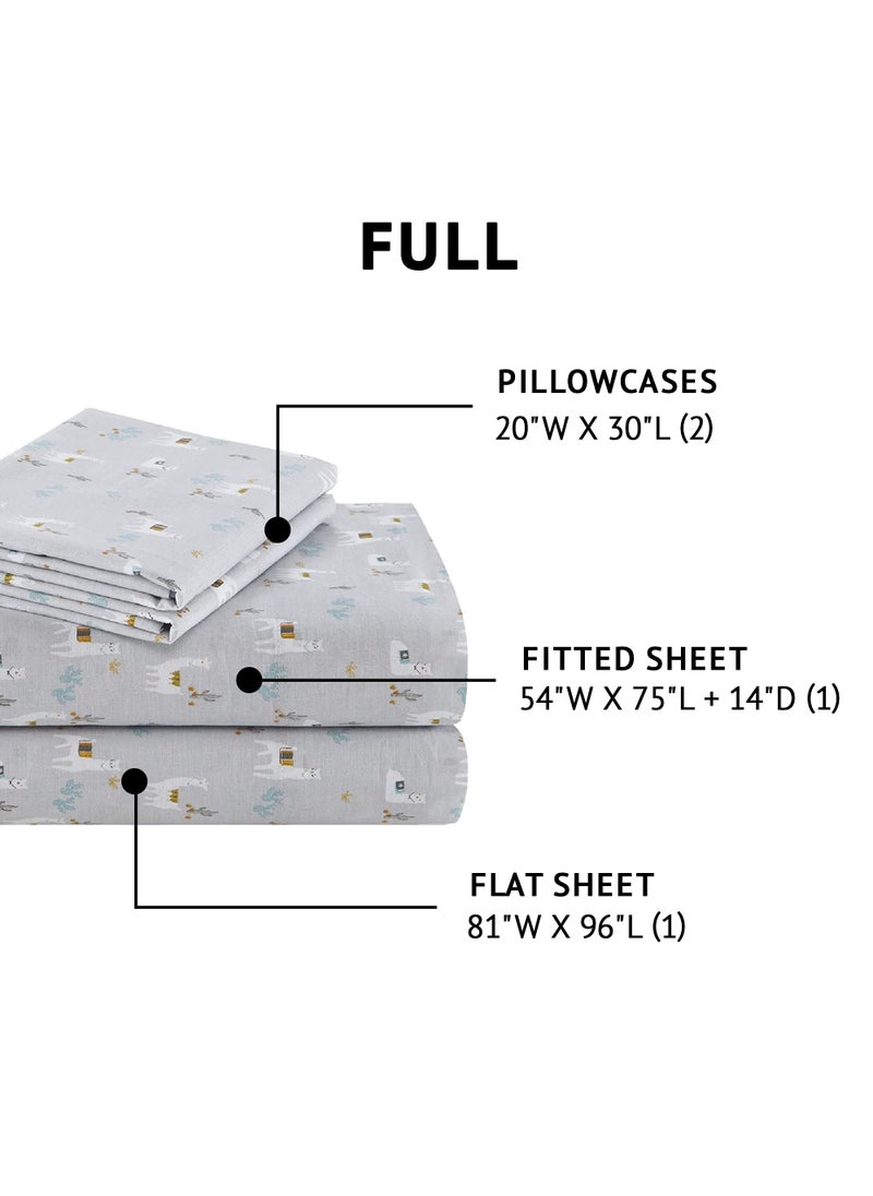 Comfort Spaces Comfort Spaces 100% Cotton Sheet Set Breathable  Lightweight  Soft with 14"" Elastic Pocket Fits up to 16"" Mattress  All Season Cozy Bedding  Matching Pillow Case  Full Lama Multi 4 Piece  - Image 4