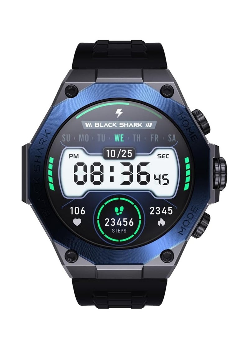 بلاك شارك ساعة بلاك شارك الذكية S1 برو بشاشة AMOLED مقاس 1.43 بوصة، وعمر بطارية يصل إلى 15 يومًا، وأكثر من 100 وضع رياضي، ومراقبة صحة الألعاب، ومقاومة للماء IP68، وساعة ذكية قابلة للغسل بالكامل - أزرق - Image 1
