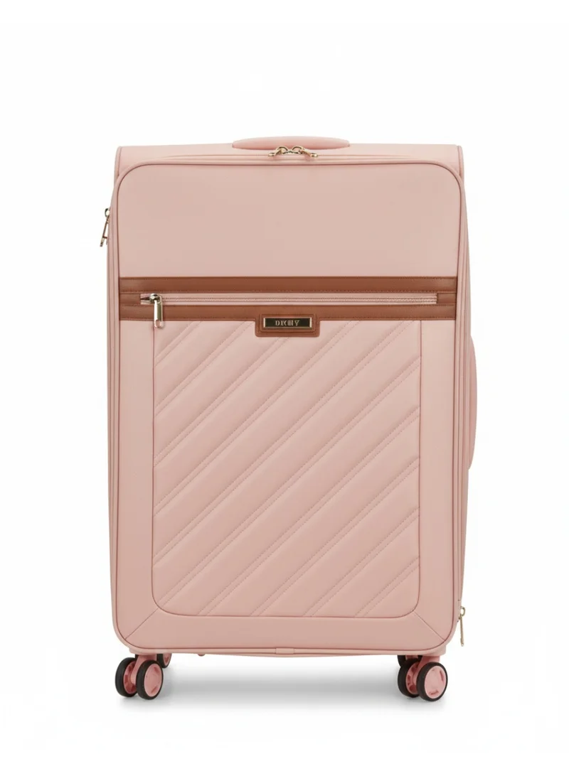 DKNY DKNY Sweet Dreams Large Upright Suitcase – 28 Inch Softside Trolley Luggage, Lightweight Travel Bag with 2-Wheel Upright System & TSA Lock – Peach Bloom