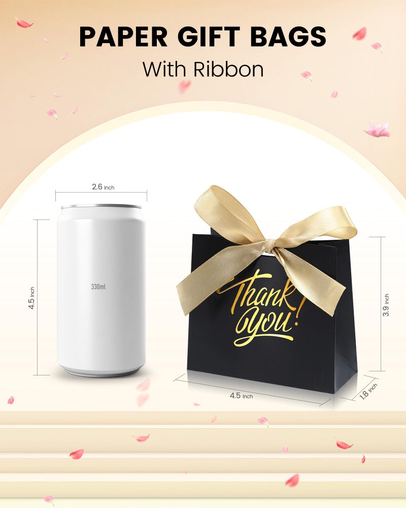 DOYIDE 30 Pack Small Thank You Gift Bags, 4.5x1.8x3.9in Party Favor Bags with Bow Ribbon, Mini Paper Gift Bag with Gold Foil Printed, Black Treat Boxes for Birthday Wedding Bridal Baby Shower - Image 3