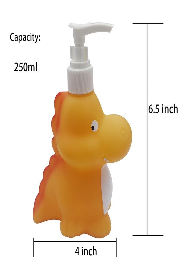 Hyever Cute Cartoon Dinosaur Hand Soap Pump Lotion, Hand Soap, Shampoo, Shower Gel Dispenser, Soap Dispenser Animal Shaped Liquid Bottles Kids Empty Press Type Shampoo Bottles (Yellow Dinosaur) - Image 2