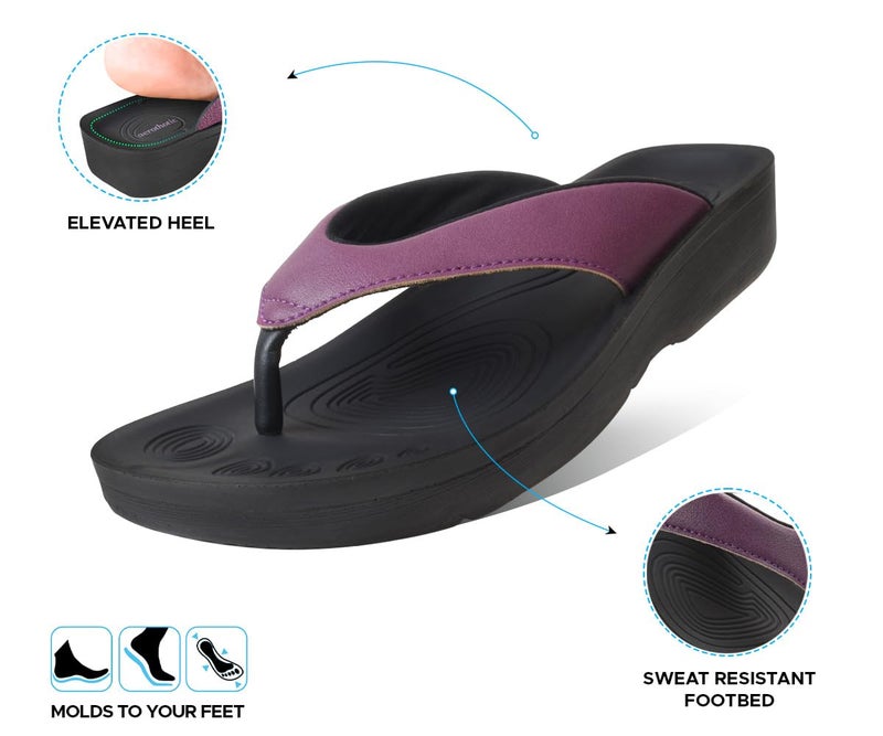 AEROTHOTIC Flip Flops for Women with Arch Support Plantar Fasciitis Orthopedic Cushioned Footbed Comfortable Non-Slip Sole with Padded Straps Dressy Casual Recovery Women Sandals (Flumen Plum, Size 7) - Image 4