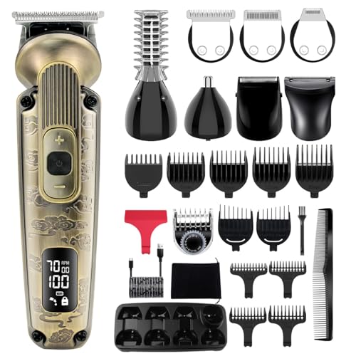 Hatteker 8 in 1 Beard and Hair Trimmer Set - Professional Electric Razor With Nose and Body Hair Trimmer - Waterproof, Adjustable Speed - Image 1