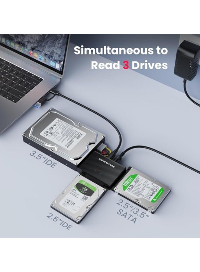 erorex Hard Drive Recovery Device, IDE SATA to USB 3.0 Adapter, Hard Drive Reader USB Type C External Hard Drive Data Recovery Converter Kit for 2.5 3.5 HDD SSD Disk 5.25 Inch DVD/CD-ROM Optical Drive - Image 3