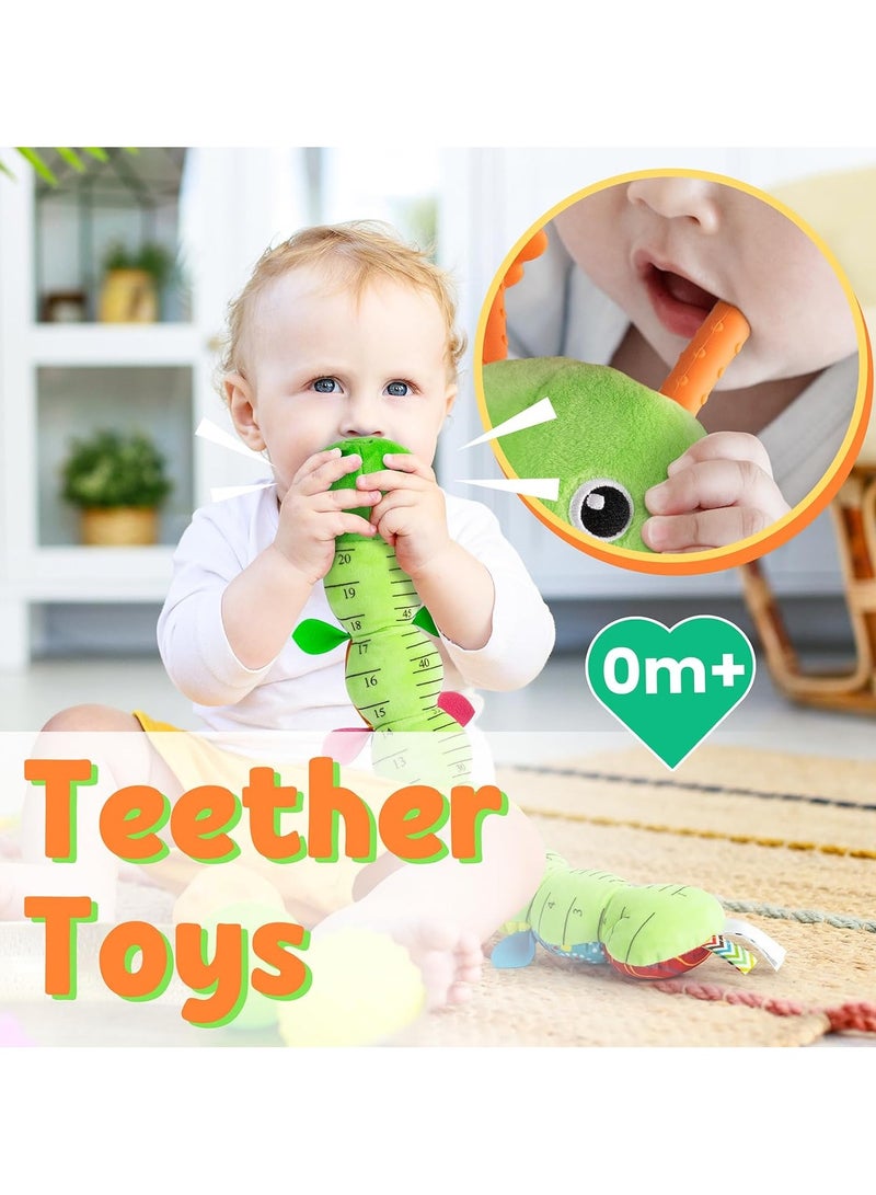 Gogoya Musical Plush Caterpillar Baby Toy, Soft Stuffed Animal Rattle Toy with Ruler Design Ring Bell Infant Teething Sensory Toys for Newborn 0-12 Months,Green - Image 5
