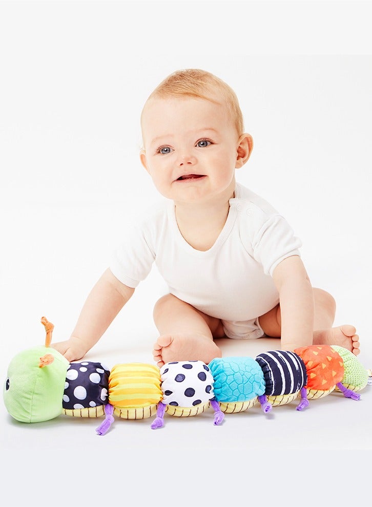 Gogoya Musical Plush Caterpillar Baby Toy, Soft Stuffed Animal Rattle Toy with Ruler Design Ring Bell Infant Teething Sensory Toys for Newborn 0-12 Months,Green - Image 1