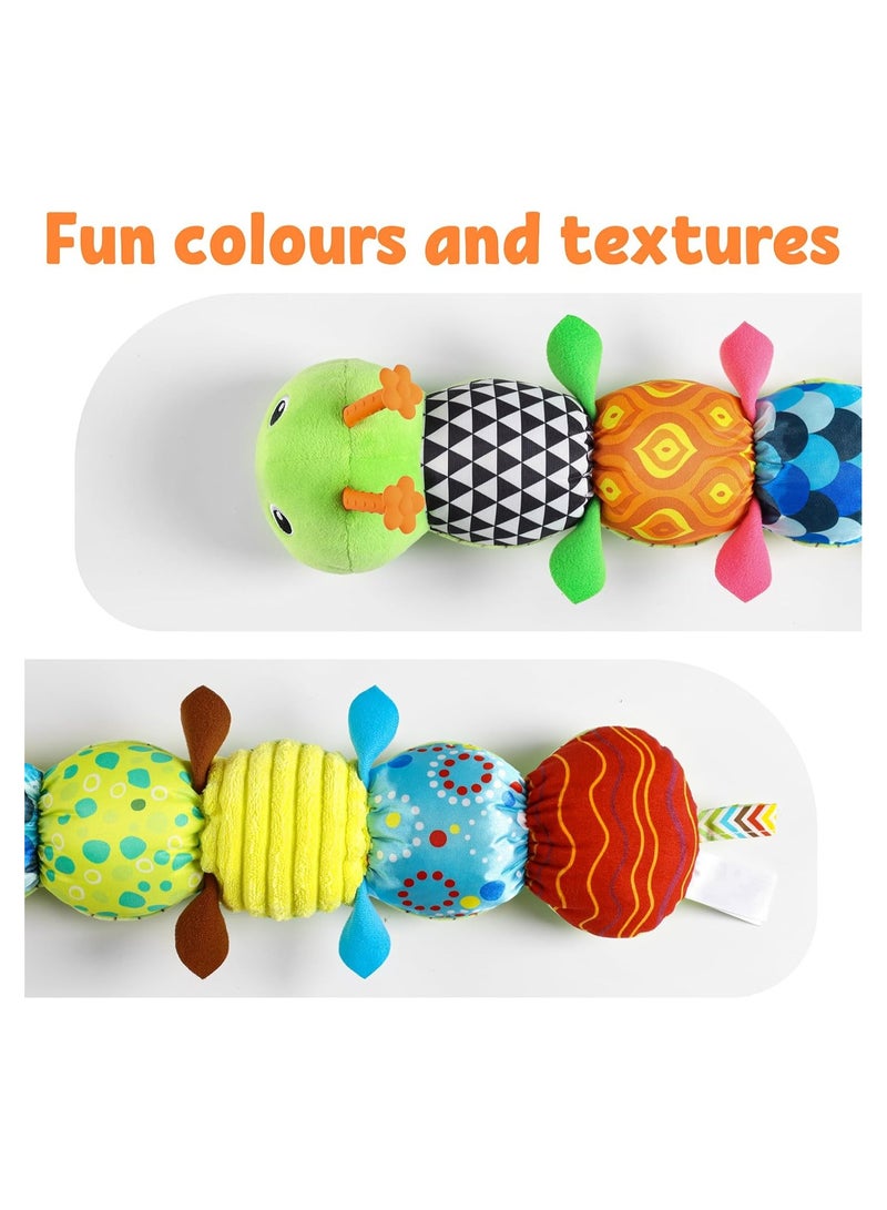 Gogoya Musical Plush Caterpillar Baby Toy, Soft Stuffed Animal Rattle Toy with Ruler Design Ring Bell Infant Teething Sensory Toys for Newborn 0-12 Months,Green - Image 3