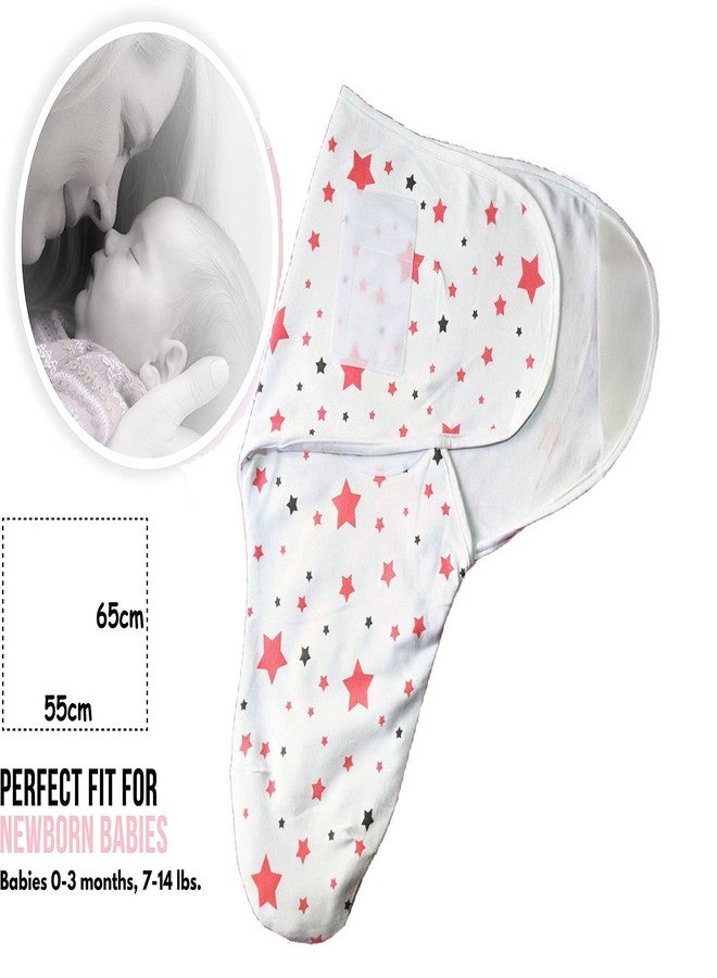 MammaChamp 100% Cotton Swaddle Wrapper Sleeping Sack Bag Wrap for Newborn Baby 0-6 Months- Adjustable/readymade1 00% Cotton (Pink Star) - Image 5