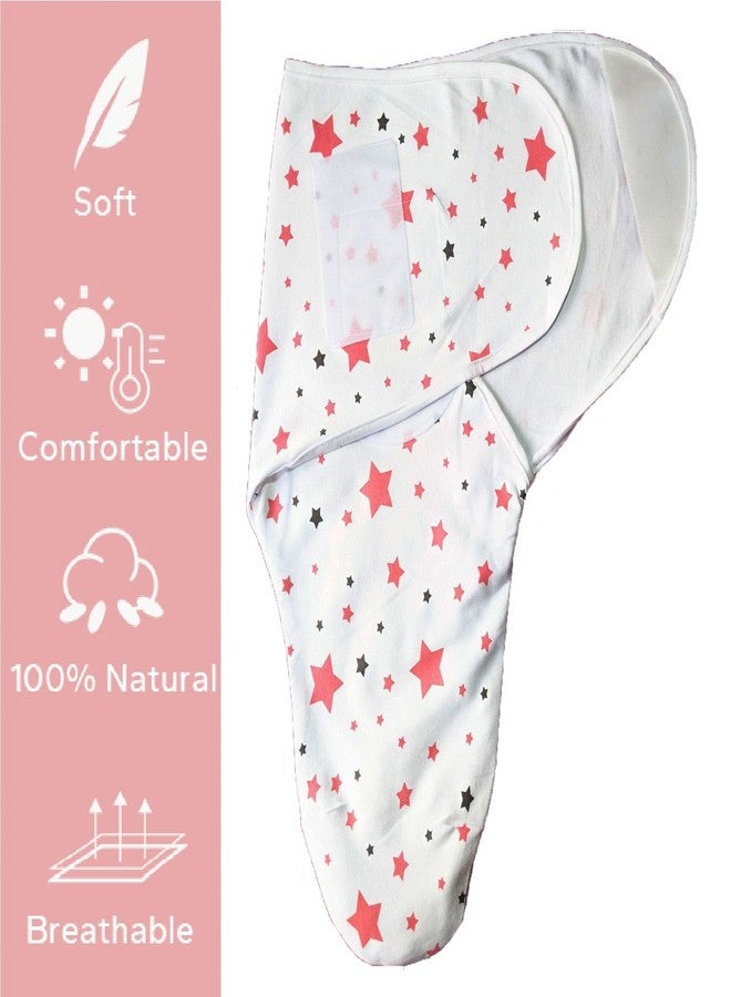 MammaChamp 100% Cotton Swaddle Wrapper Sleeping Sack Bag Wrap for Newborn Baby 0-6 Months- Adjustable/readymade1 00% Cotton (Pink Star) - Image 4