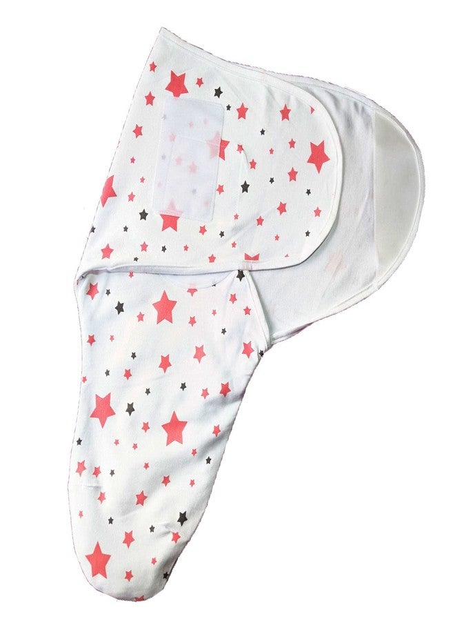 MammaChamp 100% Cotton Swaddle Wrapper Sleeping Sack Bag Wrap for Newborn Baby 0-6 Months- Adjustable/readymade1 00% Cotton (Pink Star) - Image 1