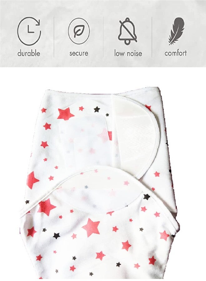 MammaChamp 100% Cotton Swaddle Wrapper Sleeping Sack Bag Wrap for Newborn Baby 0-6 Months- Adjustable/readymade1 00% Cotton (Pink Star) - Image 2
