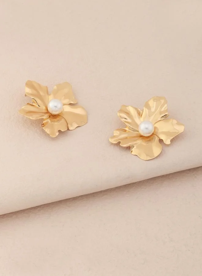 Take Two Floral Faux Pearl Embellished Earrings