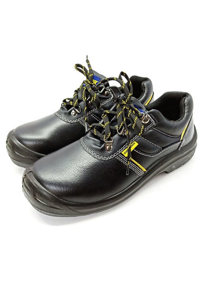 KING POWER Steel Toe Boots for Men Work Boots Industrial Construction Non-Slip WaterProof Leather Shoes Anti-Puncture Safety Boots Breathable Comfortable Size:UK 10.5(BLACK)  - Image 1