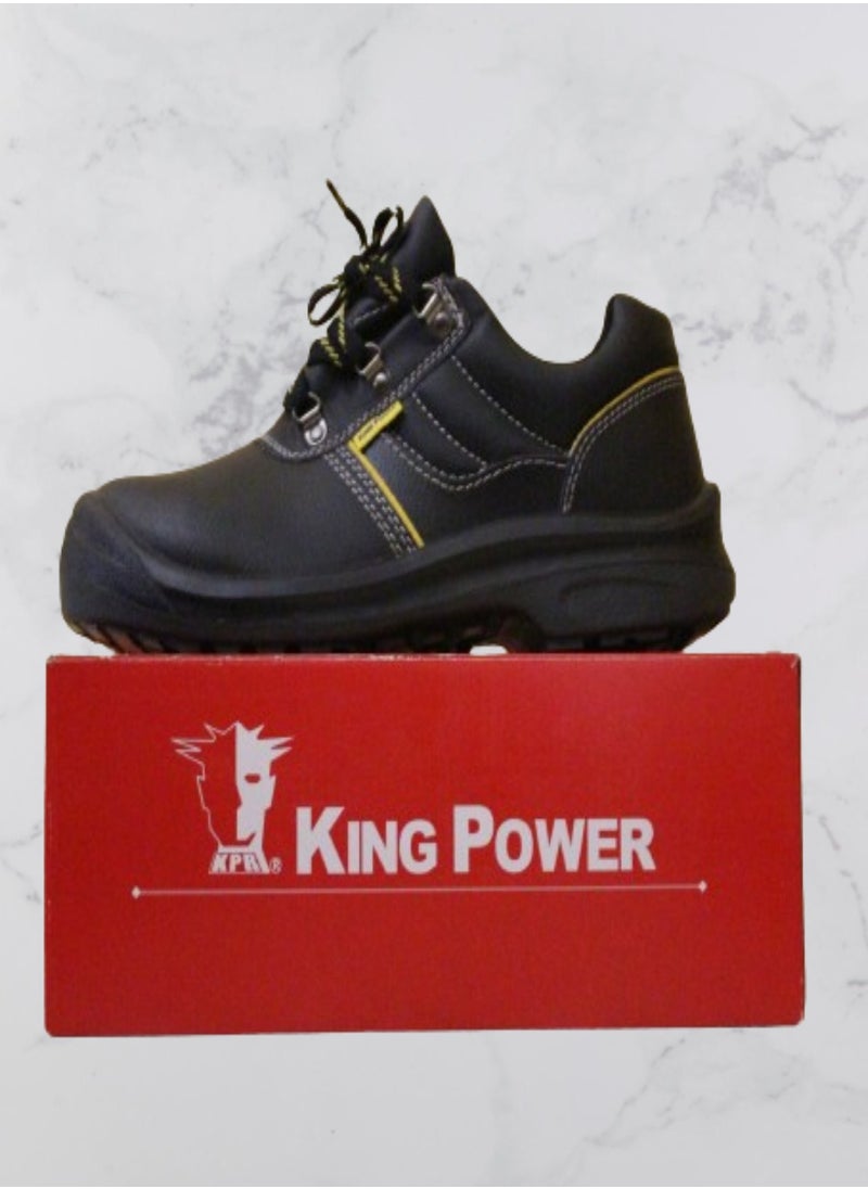 KING POWER Steel Toe Boots for Men Work Boots Industrial Construction Non-Slip WaterProof Leather Shoes Anti-Puncture Safety Boots Breathable Comfortable Size:UK 10.5(BLACK)  - Image 4