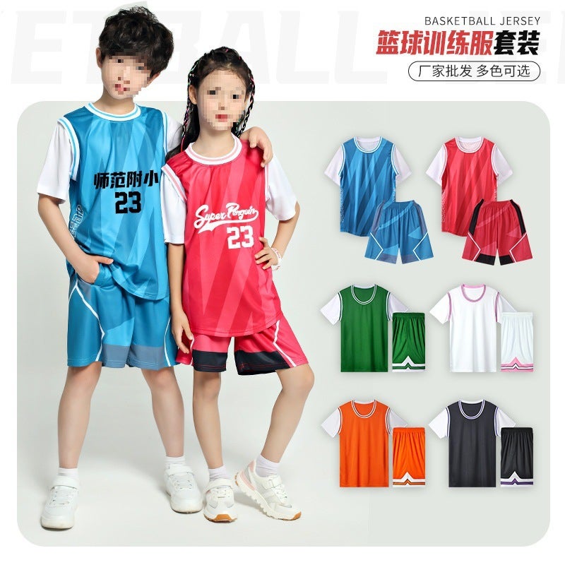 Children'S Men'S Indoor Training Basketball Uniform Suit Outdoor Sports Women'S Jersey Adult Factory Black - Image 2