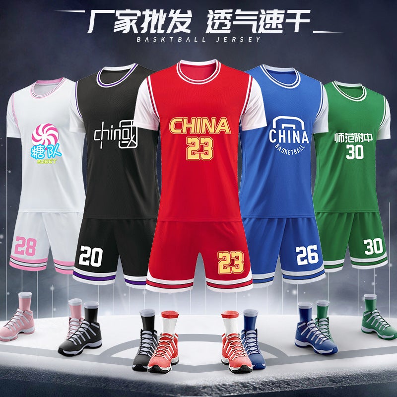 Children'S Men'S Indoor Training Basketball Uniform Suit Outdoor Sports Women'S Jersey Adult Factory Black - Image 3
