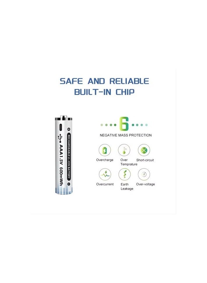 بطارية قابلة لإعادة الشحن مقاس AAA بجهد 1.5 فولت 600mwh - Image 3