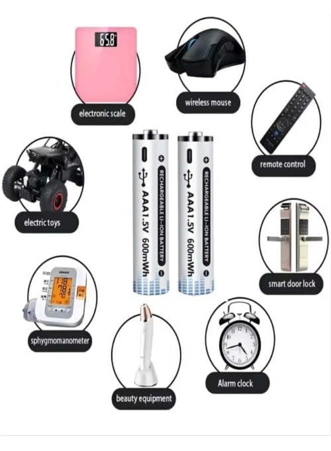 بطارية قابلة لإعادة الشحن مقاس AAA بجهد 1.5 فولت 600mwh - Image 4