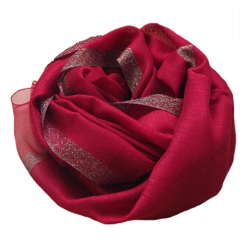 HURESON Scarves for Women Silk Scarf Lightweight Elegant Soft Shawls and Wraps for Evening Dresses Beach Gauze Blanket Shawl (Red) - Image 1