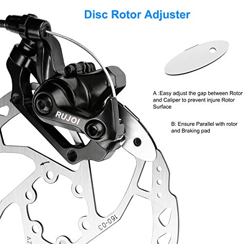 RUJOI Bike Disc Brake Kit, Aluminum Front and Rear Caliper, Full Aluminum Alloy Bicycle Brake Lever, 160mm Rotor, Mechanic Tool-Free Pad Adjuster for Road Bike, Mountain Bike - Image 3