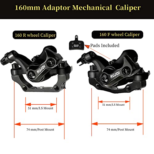 RUJOI Bike Disc Brake Kit, Aluminum Front and Rear Caliper, Full Aluminum Alloy Bicycle Brake Lever, 160mm Rotor, Mechanic Tool-Free Pad Adjuster for Road Bike, Mountain Bike - Image 5
