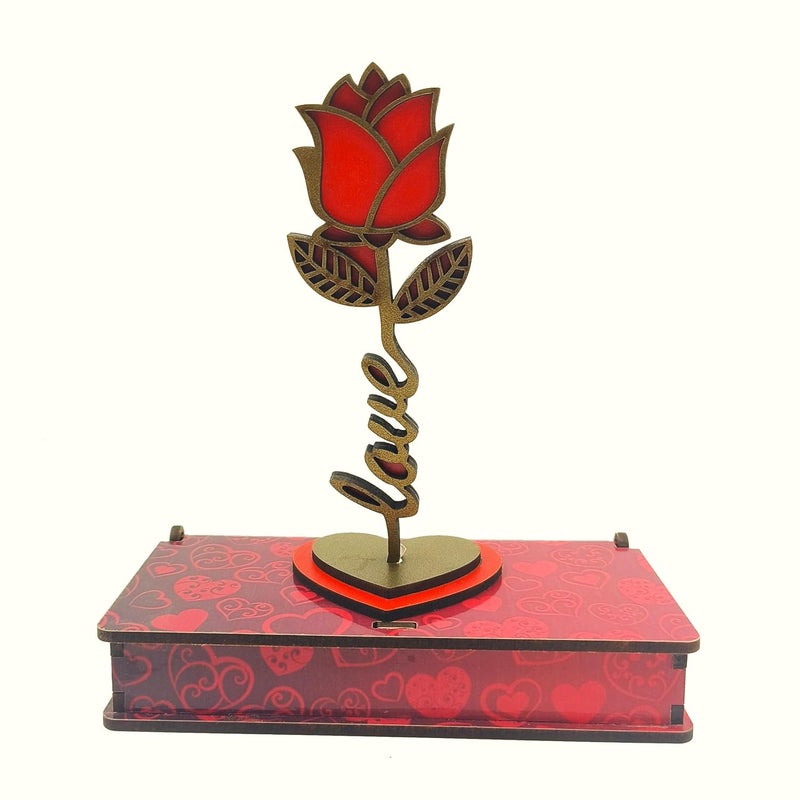 Expleasia, Exuberant & Luxury Decor Expleasia Valentine Wooden Engraved showpiece for Couple Boyfriend Girlfriend Wife Husband Special Occasion Anniversary Valentine and Birthday ValentineWooden Rose Box
