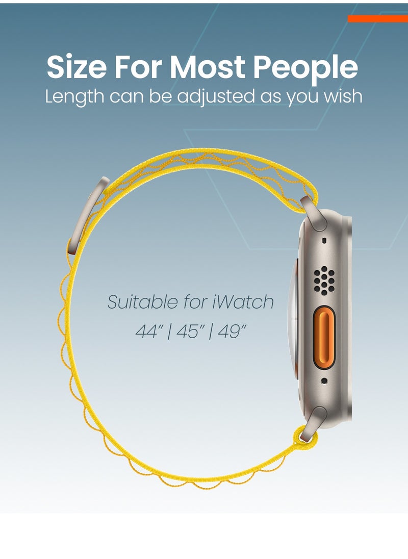 Moxedo Moxedo Alpine Loop Watch Band Adjustable Sports Nylon Woven with Titanium G-Hook Strap Compatible with Apple Watch Band Series 8,7,6,5.4,3,2,1,SE Ultra design for 44mm,45mm,49mm (Yellow)  - Image 5