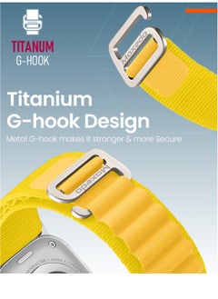 Moxedo Moxedo Alpine Loop Watch Band Adjustable Sports Nylon Woven with Titanium G-Hook Strap Compatible with Apple Watch Band Series 8,7,6,5.4,3,2,1,SE Ultra design for 44mm,45mm,49mm (Yellow)  - Image 3