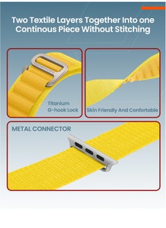 Moxedo Moxedo Alpine Loop Watch Band Adjustable Sports Nylon Woven with Titanium G-Hook Strap Compatible with Apple Watch Band Series 8,7,6,5.4,3,2,1,SE Ultra design for 44mm,45mm,49mm (Yellow)  - Image 4