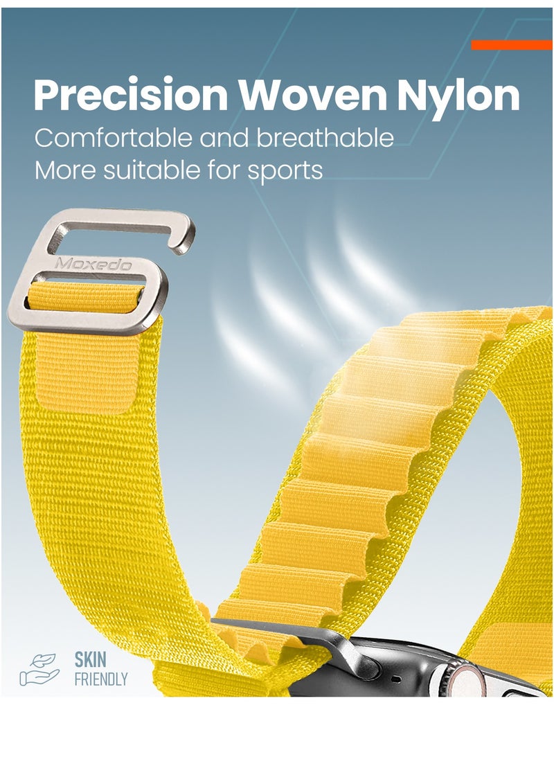 Moxedo Moxedo Alpine Loop Watch Band Adjustable Sports Nylon Woven with Titanium G-Hook Strap Compatible with Apple Watch Band Series 8,7,6,5.4,3,2,1,SE Ultra design for 44mm,45mm,49mm (Yellow)  - Image 2