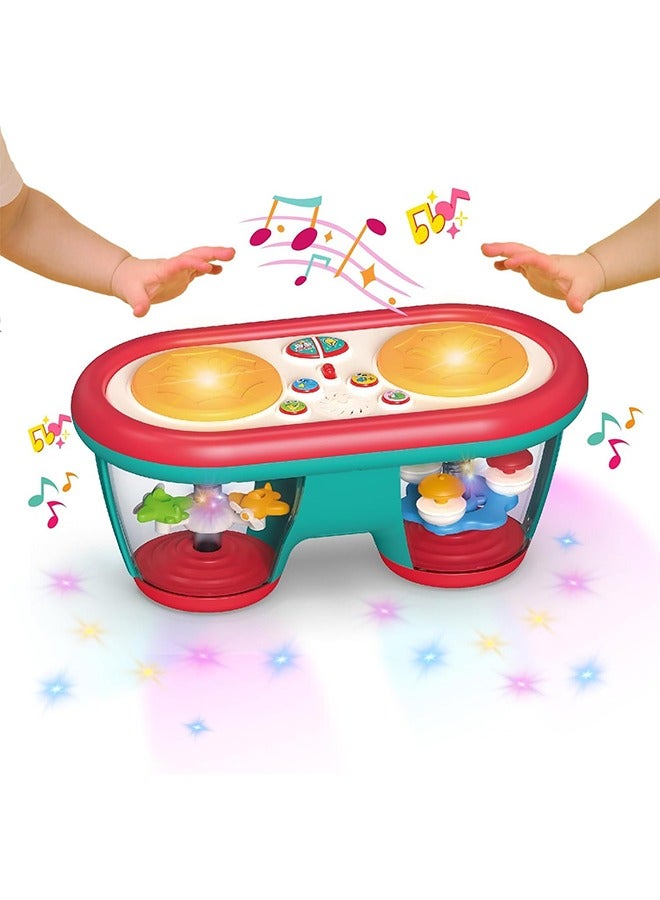 meayul Baby Musical Toys, Baby Musical Drum Toy with Rotating Lights and Sounds,Color Change Soothing Night Light Drum Projector,Tummy Time Toys Baby Toys for 6 to 12 Months,  with Music Montessori Kids Gift Toys for Todller 1-3 Boys Girls - Image 1