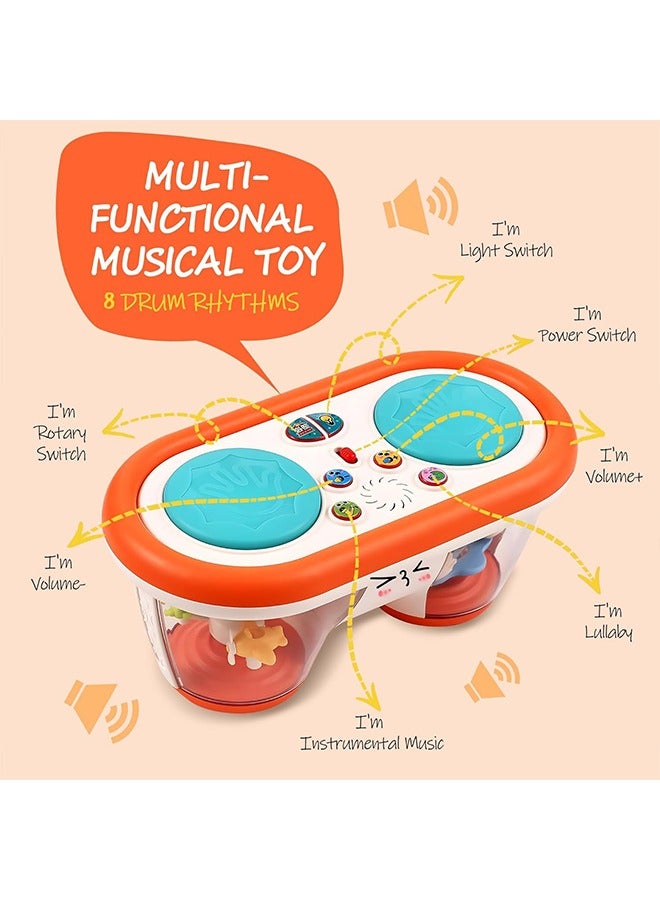 meayul Baby Musical Toys, Baby Musical Drum Toy with Rotating Lights and Sounds,Color Change Soothing Night Light Drum Projector,Tummy Time Toys Baby Toys for 6 to 12 Months,  with Music Montessori Kids Gift Toys for Todller 1-3 Boys Girls - Image 3