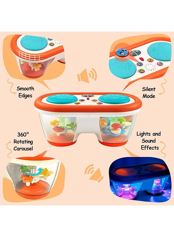 meayul Baby Musical Toys, Baby Musical Drum Toy with Rotating Lights and Sounds,Color Change Soothing Night Light Drum Projector,Tummy Time Toys Baby Toys for 6 to 12 Months,  with Music Montessori Kids Gift Toys for Todller 1-3 Boys Girls - Image 4