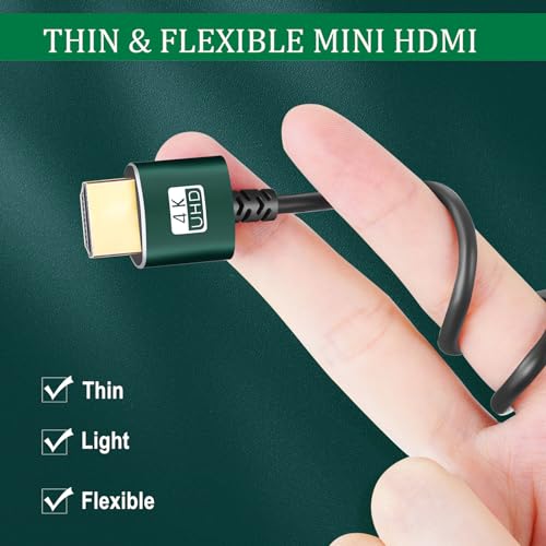 Thsucords Thin Mini HDMI to HDMI Cable 15FT, Ultra Slim & Flexible Soft Mini HDMI Cable Supports 3D/4K@60Hz/18gbps/2160P/1080P - Image 5