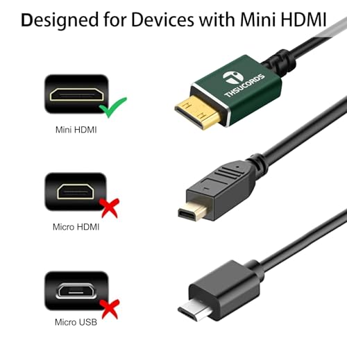 Thsucords Thin Mini HDMI to HDMI Cable 15FT, Ultra Slim & Flexible Soft Mini HDMI Cable Supports 3D/4K@60Hz/18gbps/2160P/1080P - Image 2