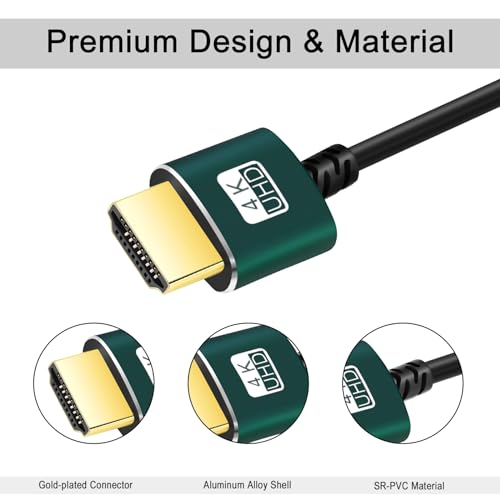 Thsucords Thin Mini HDMI to HDMI Cable 15FT, Ultra Slim & Flexible Soft Mini HDMI Cable Supports 3D/4K@60Hz/18gbps/2160P/1080P - Image 3