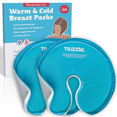 Nuzzle Breast Ice Packs for Breastfeeding - Hot & Cold Therapy Pads for Nursing & Clogged Milk Ducts, Mastitis & Engorgement – Boob Surgery Recovery – Soft Dual-Sided Gel Pads – 2 Pack - Image 1