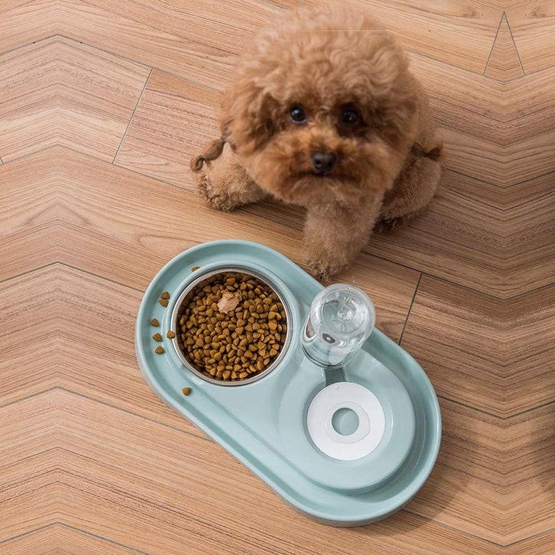 Allmart Cat Dog Food Dish Bowl with Automatic Water Dispenser Kitten Puppy Animal Pets Dual Port Drinking Fountain Feeding Bowls (green) - Image 4