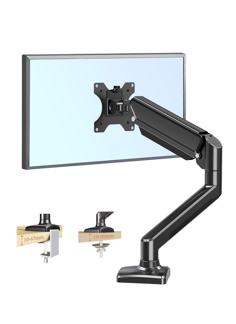 Beauenty - Single Monitor Arm - Ergonomic Monitor Stand VESA Mount, Computer Monitor Arm Gas Spring, VESA Arm Adjustable Monitor arm, Monitor Mount  2 Grommet Mounting Base for 17 to 35'' 2-10 kgs Sceens - Image 1